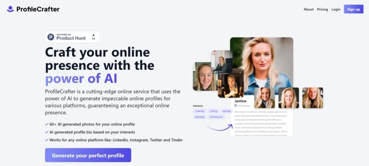 Screenshot of Profile Crafter website