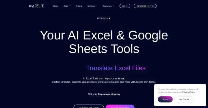 Screenshot of Ajelix website