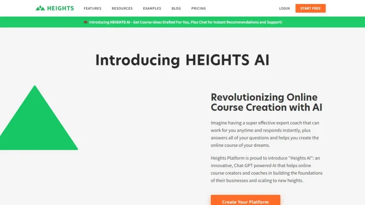 Screenshot of Heights Platform website