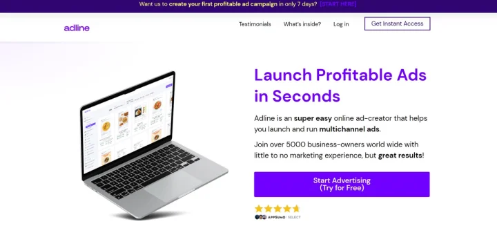 Screenshot of Adline website