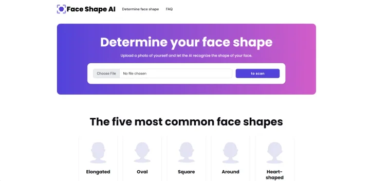 Screenshot of Face Shape AI website
