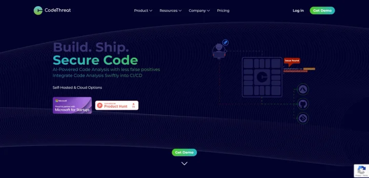 Screenshot of CodeThreat website