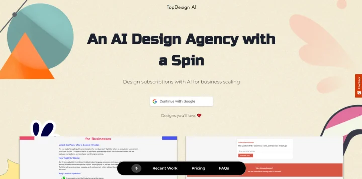 Screenshot of TopDesign AI website