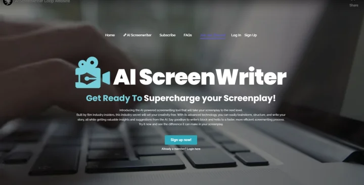 Screenshot of AI Screenwriter website