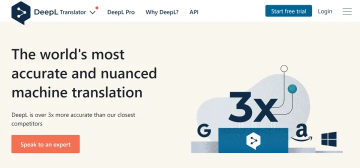 Screenshot of DeepL website