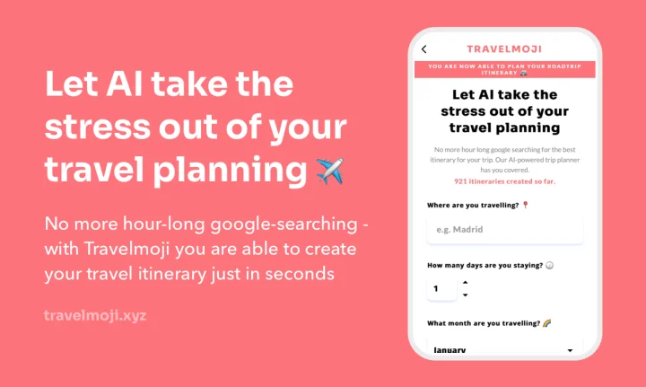 Screenshot of Travelmoji website