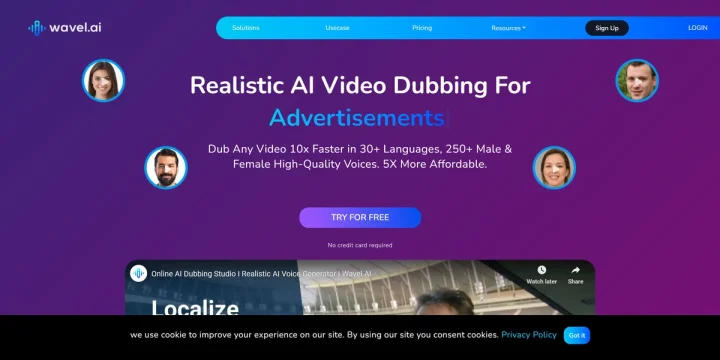 Screenshot of Wavel AI website