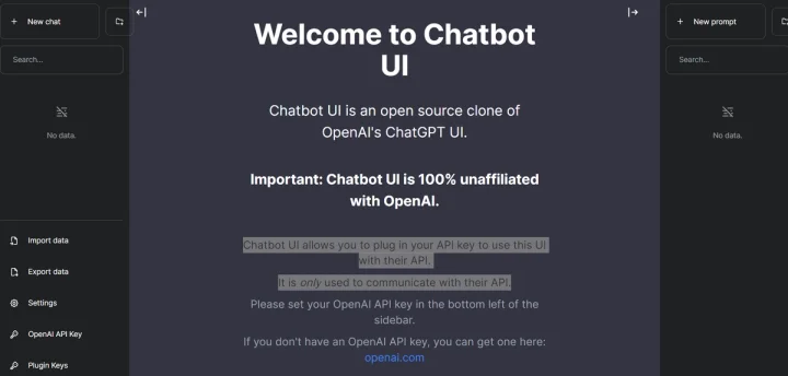 Screenshot of Chatbot UI website