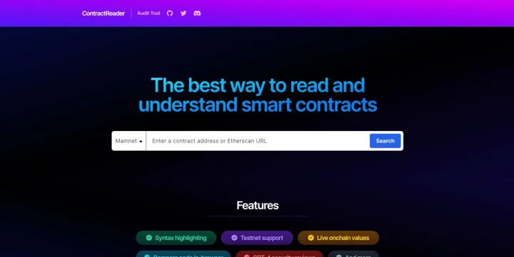 Screenshot of ContractReader.io website