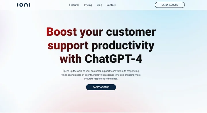 Screenshot of Ioni website