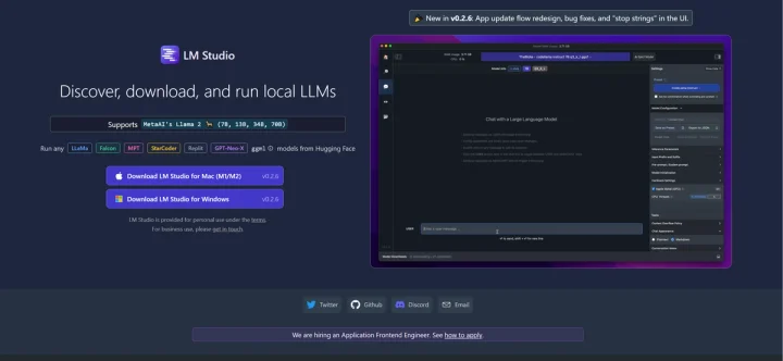 Screenshot of LM Studio website