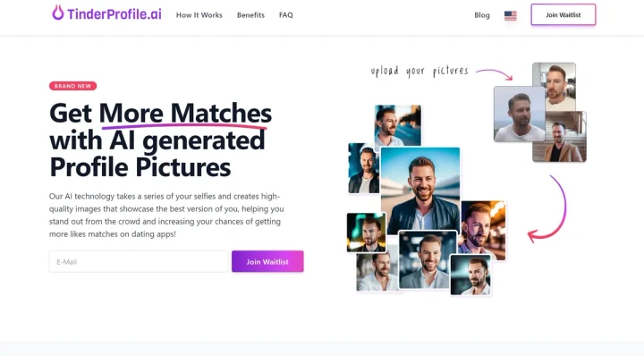 Screenshot of TinderProfile.ai website