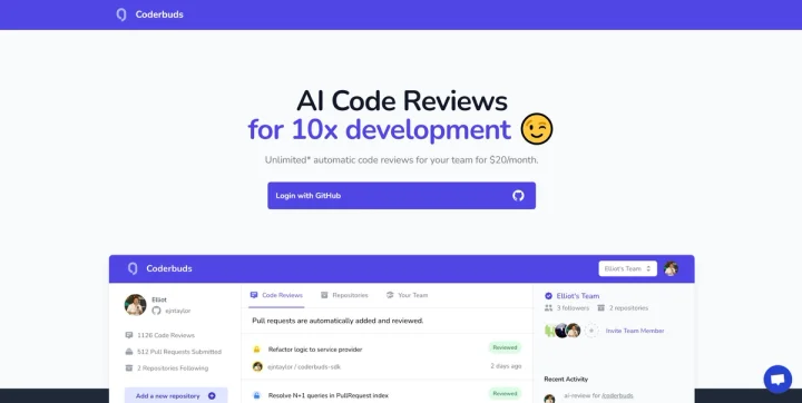 Screenshot of Coderbuds website