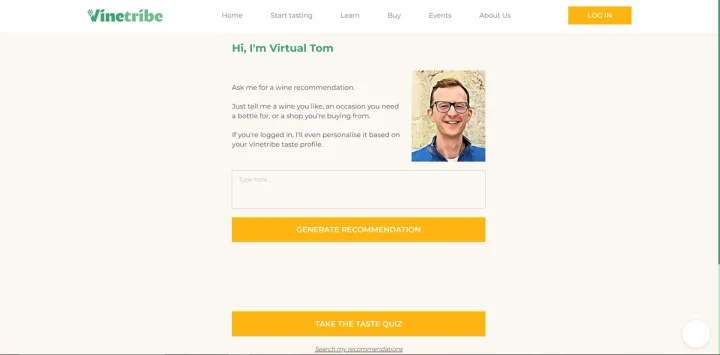 Screenshot of Vinetribe website