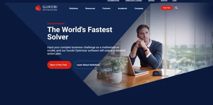 Screenshot of Gurobi Optimizer website