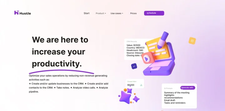 Screenshot of Hustle website