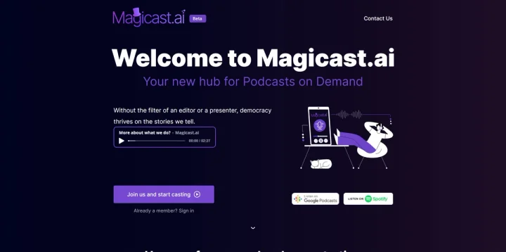 Screenshot of Magicast.ai website