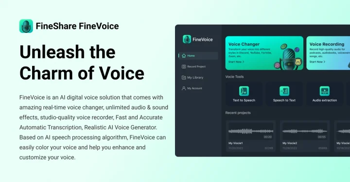 Screenshot of FineShare FineVoice website