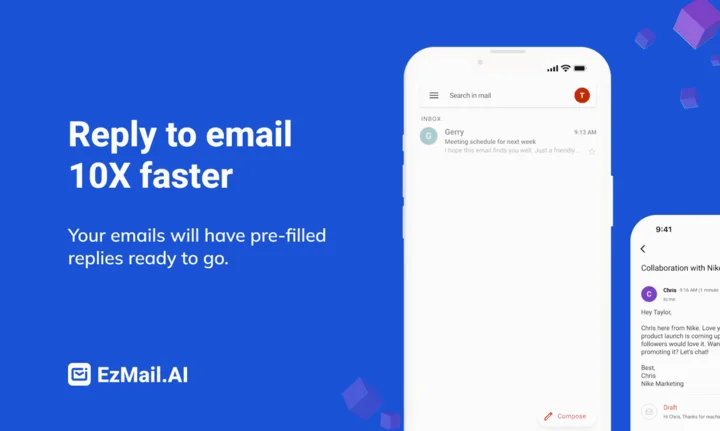 Screenshot of EzMail.AI website