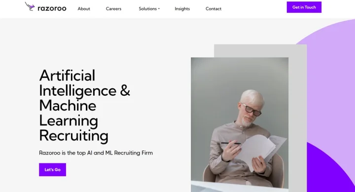 Screenshot of Razoroo | AI Recruiting website