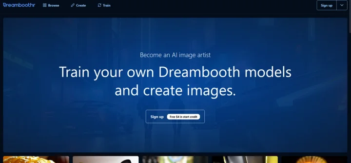 Screenshot of Dreambooth website