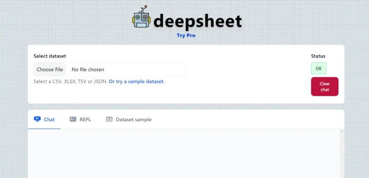 Screenshot of Deepsheet website