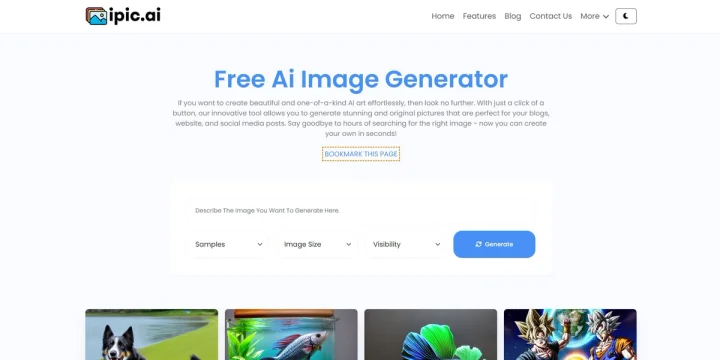 Screenshot of Ipic.ai website