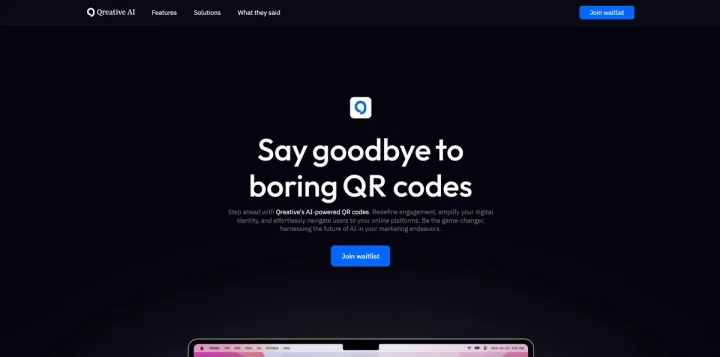 Screenshot of Qreative AI website