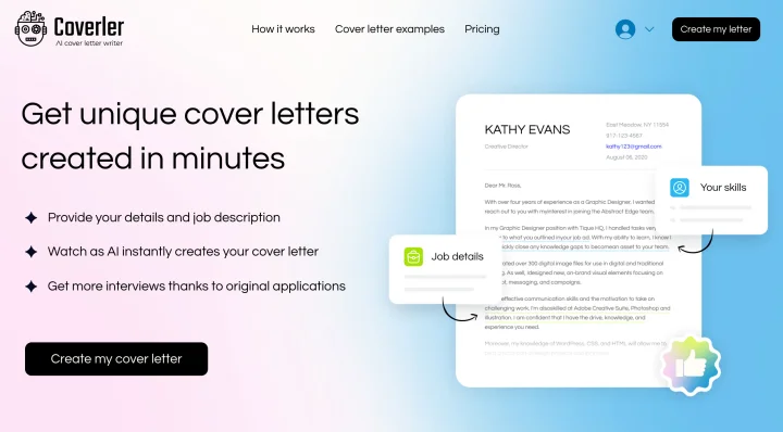 Screenshot of Coverler website