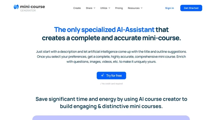 Screenshot of Mini.Course website
