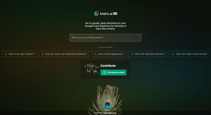 Screenshot of Krishn.ai website