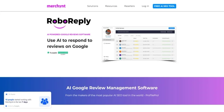 Screenshot of RoboReply website