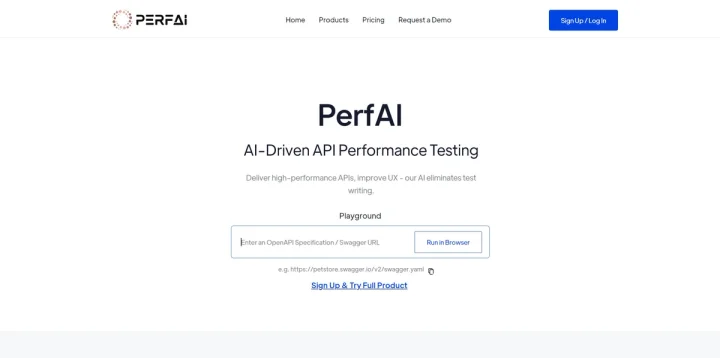 Screenshot of PerfAI website