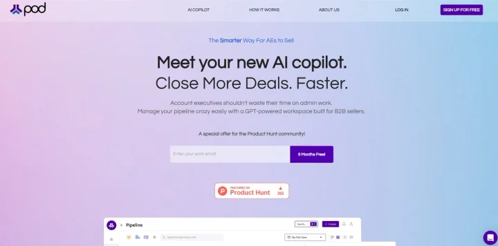 Screenshot of Pod website