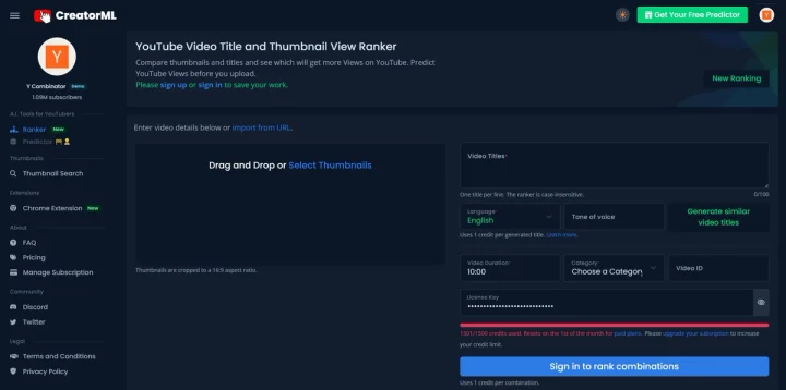 Screenshot of CreatorML website