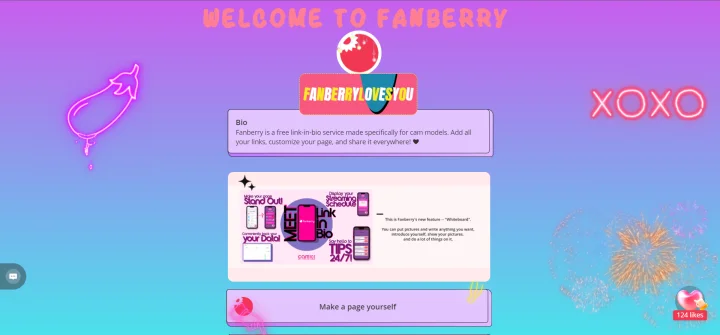 Screenshot of Fanberry website