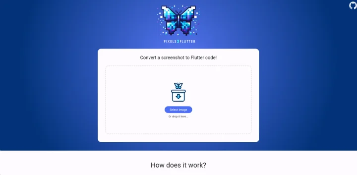 Screenshot of Pixels2Flutter website