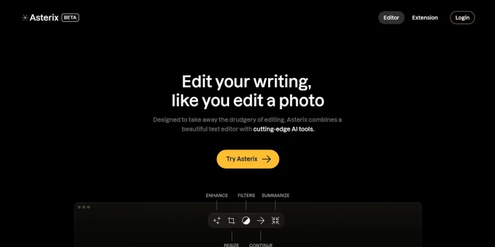 Screenshot of Asterix Writer website