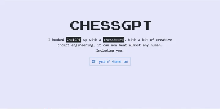 Screenshot of ChessGPT website