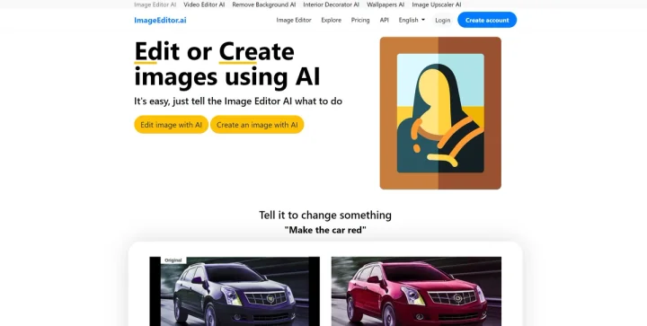 Screenshot of Imageeditor.ai website