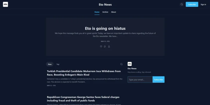 Screenshot of Eto News website