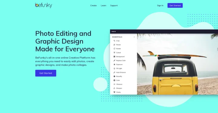Screenshot of Befunky website