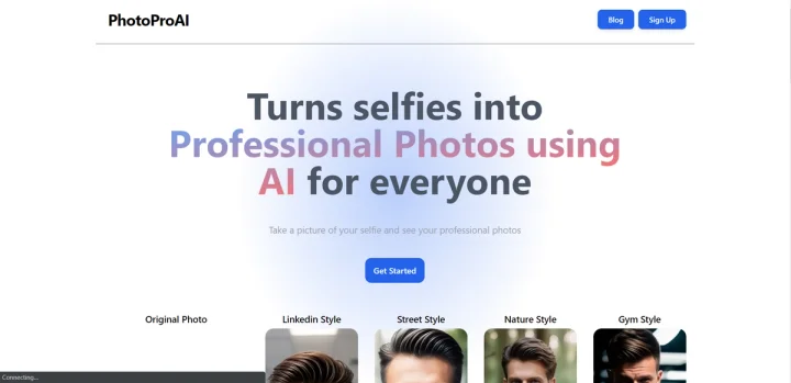 Screenshot of PhotoProAI website