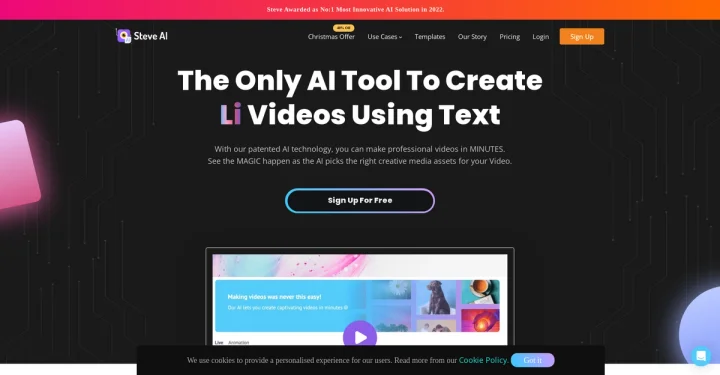 Screenshot of Steve AI website