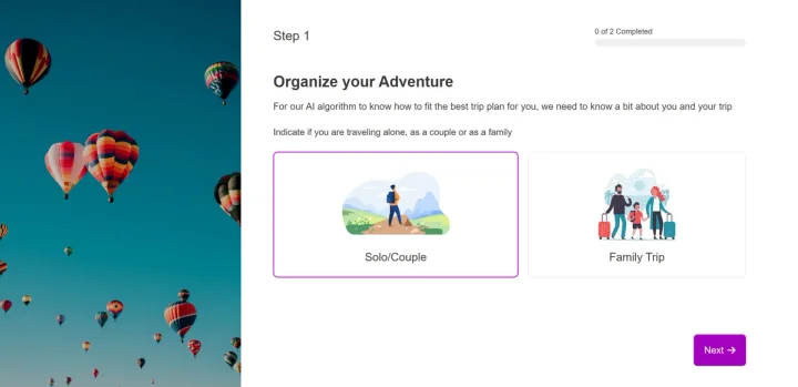 Screenshot of Tripplanner AI website