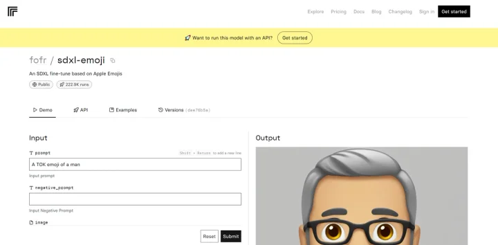 Screenshot of SDXL Emoji website