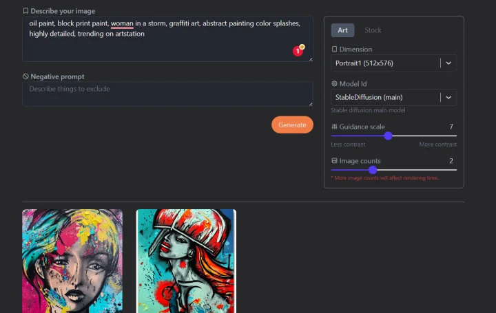 Screenshot of InstantArt.io website