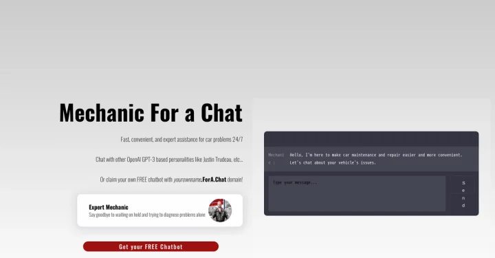 Screenshot of Mechanic For A Chat website