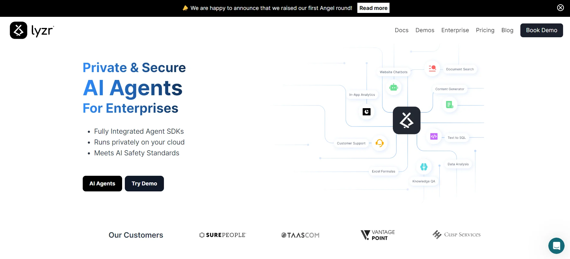 Screenshot of Lyzr.ai website