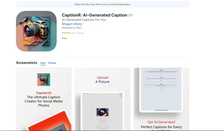 Screenshot of CaptionR website